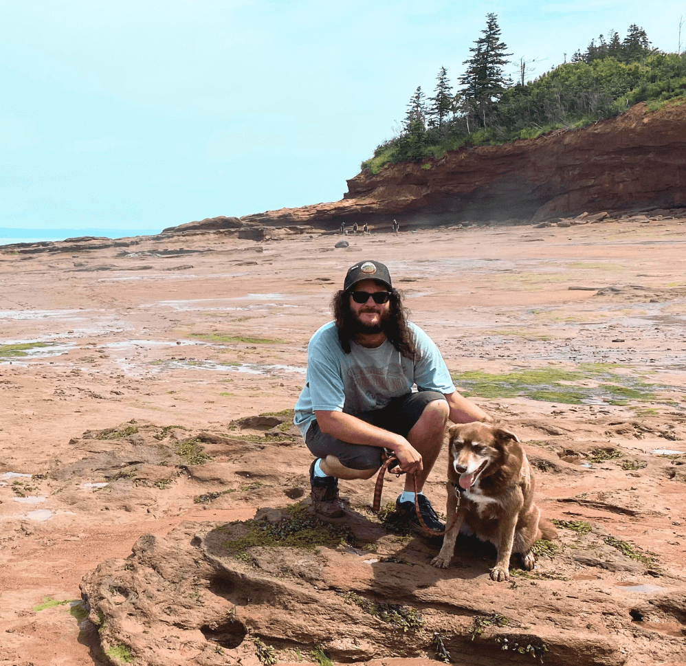 Man and dog on beach
